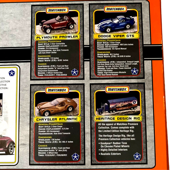 1997 Matchbox Premiere Collection Chrysler Dodge Viper Prowler Atlantic Semi MIB - Picture 10 of 13